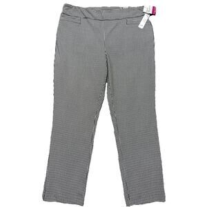 Kin Rogers Houndstooth Tummy Control Pull On Straight Dress Pants Size 16 S NWT